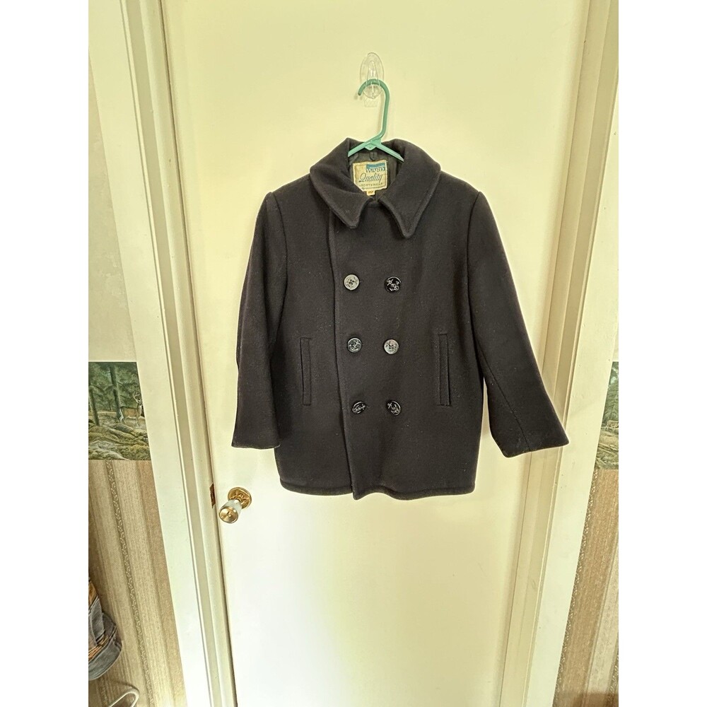 Vintage Montgomery‎ Ward Quality Sportswear Navy Peacoat Womens 10 Black Wool
